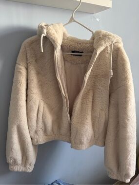Society Cream Faux-Fur Hooded Ski Jacket